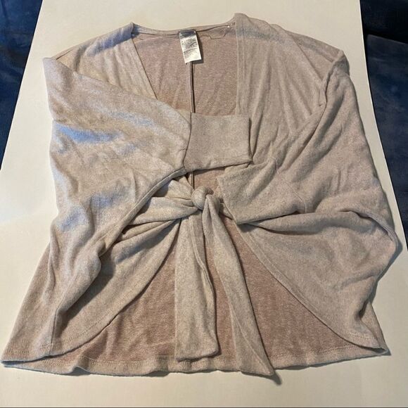 Chicos Blush beige Open tie front Knit Cardigan minimalist sweater-1P M/8P - Picture 8 of 13